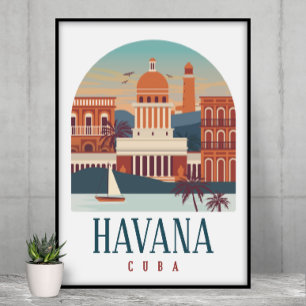 Havanna Kuba Vintage Skyline Poster