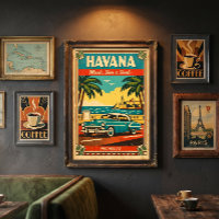 Havanna Vintage Reiseplakat – Retro Kuba Wandkunst