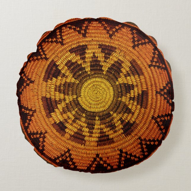 Havasupai Indian Basket Rundes Kissen (Vorderseite)
