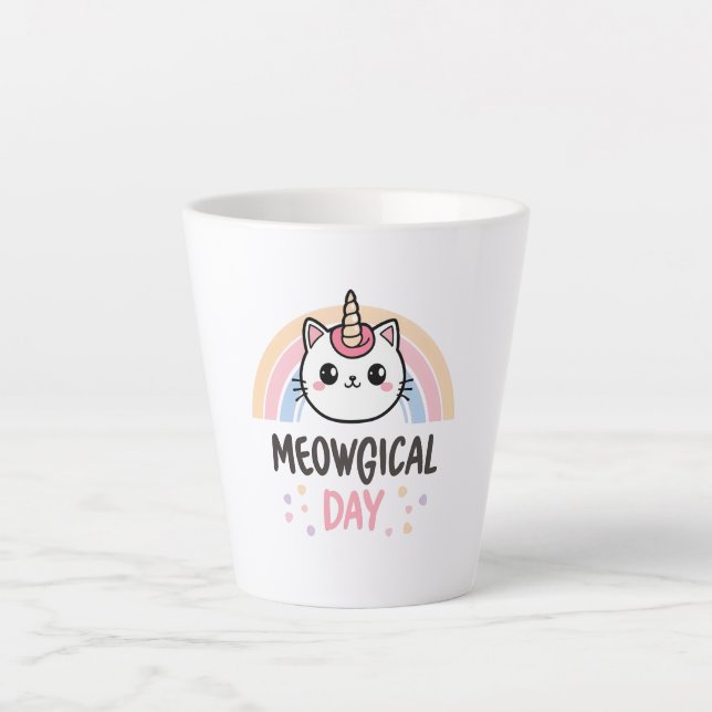 Have a "Meowgical Day" Cat Unicorn Milchtasse (Vorderseite)