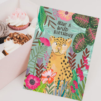 Have a Wild Birthday Leopard Jungle Floral Card Karte