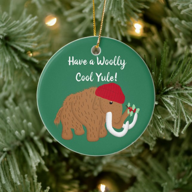 Have a Woolly Cool Yule Funny Mammoth Christmas Keramik Ornament (Baum)