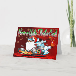 Have a Yule Thats Cool - Santa GoKart Cartoon Xmas Feiertagskarte