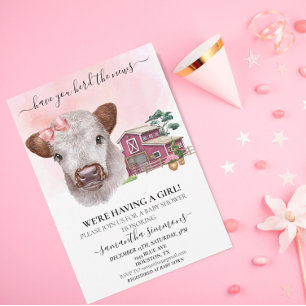 Have you Herd the News Girl Highland Cow Calf   Einladung