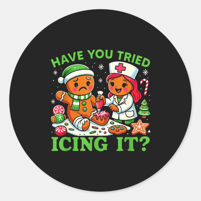 Have You Tried Icing It Christmas Gingerbread Icu  Runder Aufkleber (Vorderseite)