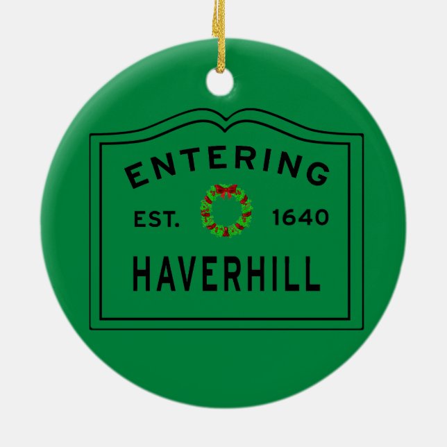 Haverhill, MA Holiday Wreath Keramik Ornament (Hinten)