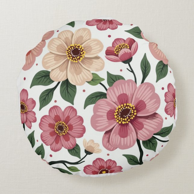 Havre de fleurs : Coussin floral rond (Dos)