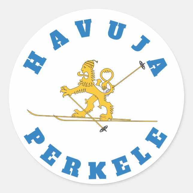 Havuja perkele - hiihtävä suomileijona runder aufkleber (Vorderseite)
