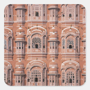 Hawa Mahal (Palast der Winde), Jaipur 2 Quadratischer Aufkleber