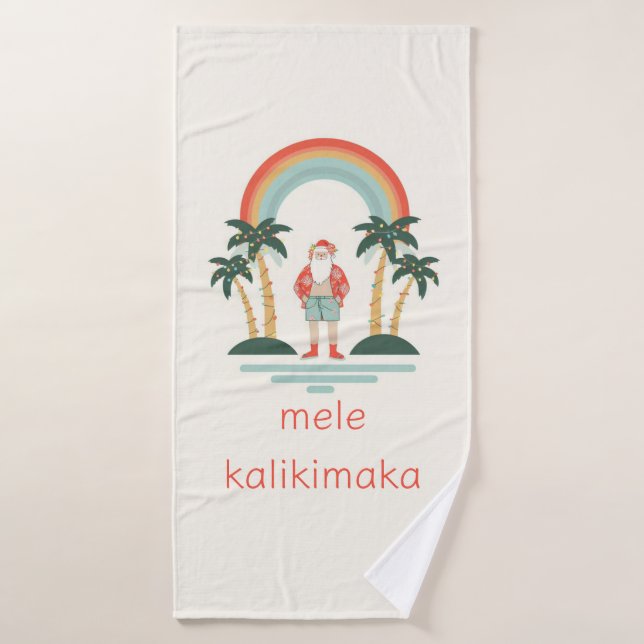 Hawaïen/arc-en-ciel/Palms Père Noël (Serviette de bain)