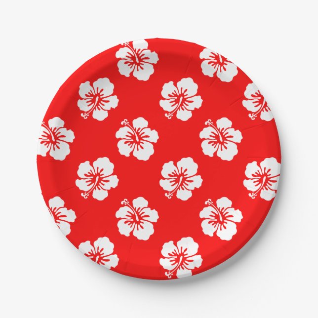 Hawaien-Hibiscus-Motiv Pappteller (Vorderseite)