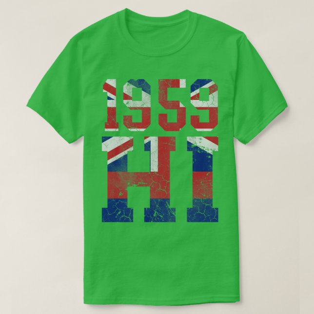 Hawaii 1959 HI Flag Hawaiian Staat Retro Fade T-Shirt (Design vorne)