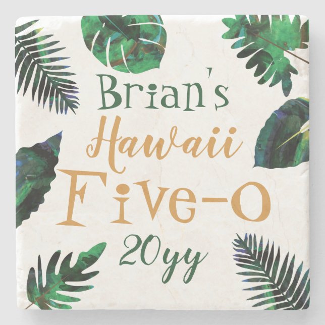 Hawaii 5-0 Halten Sie an kühlen grünen tropischen  Steinuntersetzer (Vorderseite)