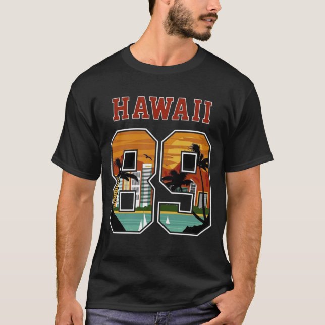 Hawaii 89 Retro Sunset T-Shirt (Vorderseite)