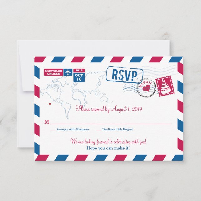 HAWAII Air Mail Wedding RSVP (Devant)