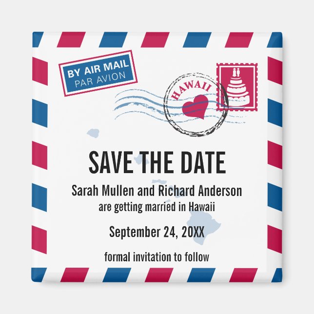 Hawaii Air Mail Wedding Save the Date Magnet (Vorne)