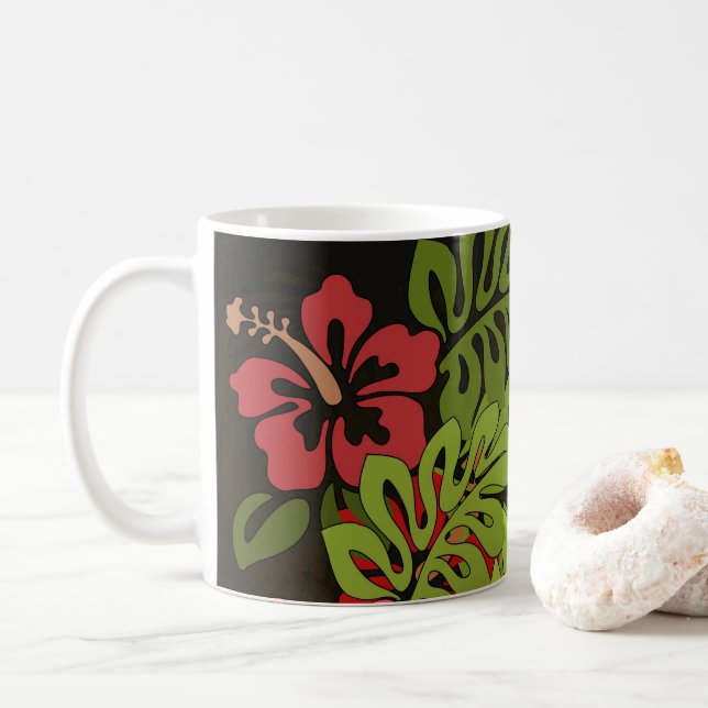 Hawaii Aloha Blume Art Print Kaffeetasse (Mit Donut)