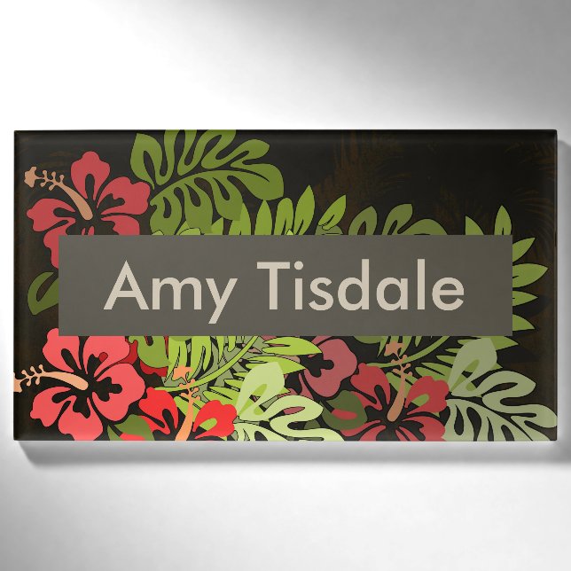 Hawaii Aloha Blume Art Print Namenschild (Vorderseite)