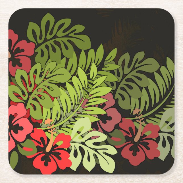 Hawaii Aloha Blume Art Print Rechteckiger Pappuntersetzer (Vorderseite)