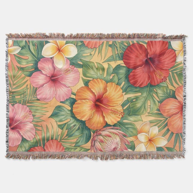Hawaii Aloha Dekorative Blumen Muster Decke (Vorderseite)