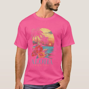 Hawaii Aloha Hawaiian Hibiskus Surfer Souvenir Vin T-Shirt