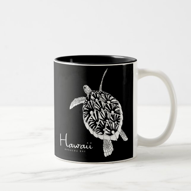 Hawaii Aloha Honu Turtle Zweifarbige Tasse (Rechts)