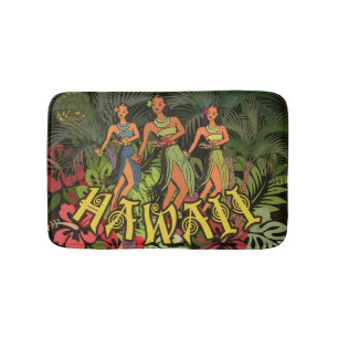 Hawaii Aloha Palm Hula Art Design Badematte