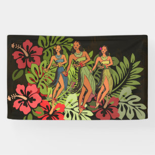 Hawaii Aloha Palm Hula Art Design Banner