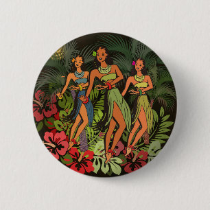 Hawaii Aloha Palm Hula Art Design Button