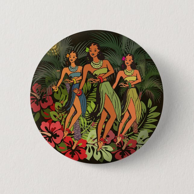 Hawaii Aloha Palm Hula Art Design Button (Vorderseite)
