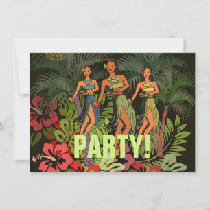 Hawaii Aloha Palm Hula Art Design Einladung