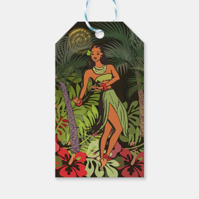 Hawaii Aloha Palm Hula Art Design Geschenkanhänger (Vorderseite)