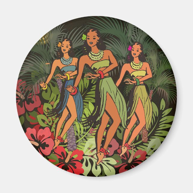 Hawaii Aloha Palm Hula Art Design Magnet (Vorne)