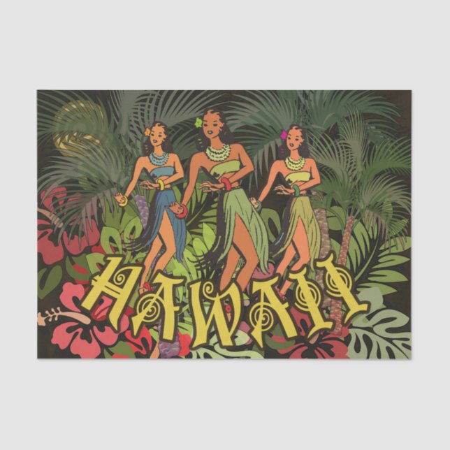 Hawaii Aloha Palm Hula Art Design Seidenpapier (Vorderseite)