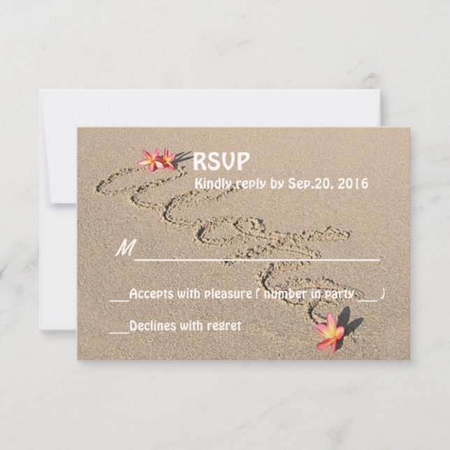 Hawaii Aloha Plumeria Blume Beach Wedding UAWG RSVP Karte (Vorderseite)