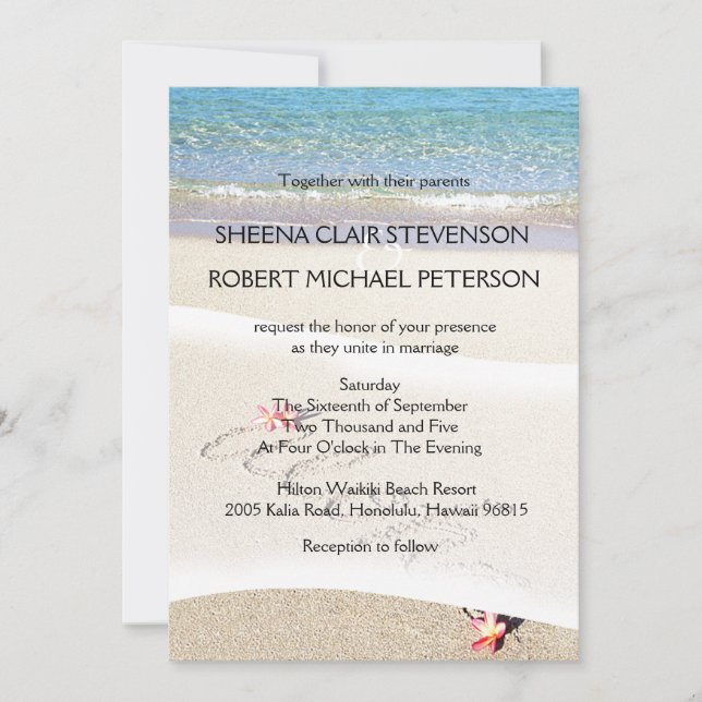 Hawaii Aloha Plumeria Flower Beach Invitations de  (Devant)