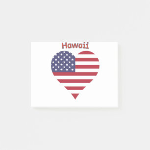 Hawaii American Flag Herz Post-it Klebezettel