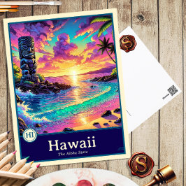 Hawaii | Anime Style Cel Schattenkarte Postkarte