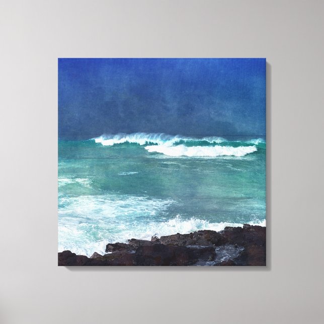 Hawaii Aqua Blue Ocean Waves Surf Sea Water Storm Leinwanddruck (Vorderseite)