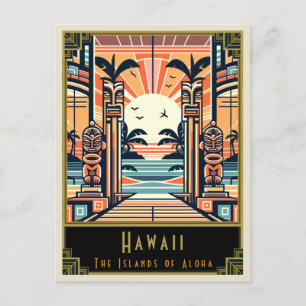 Hawaii Art Deco Postkarte