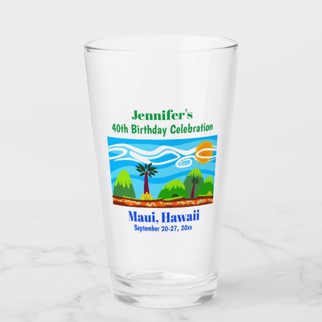 Hawaii Beach Birthday Party Trip Gunst Pint Glas (Vorderseite)