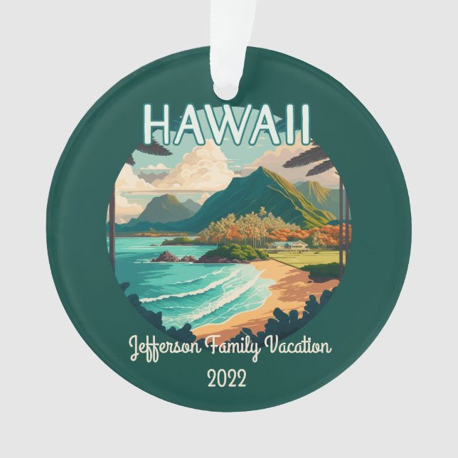 Hawaii Beach Familienurlaub Vintag Retro Ornament (Vorderseite)