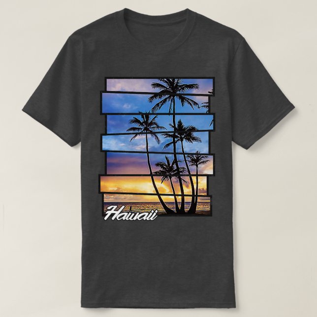 Hawaii Beach Hawaiian Sunset Retro Foto Island Pa T-Shirt (Design vorne)