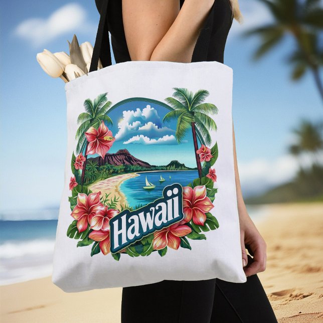 Hawaii Beach Mountains Tropische Blume Tasche (Hawaii Beach Mountains Tropical Flowers Travel Art Tote Bag)