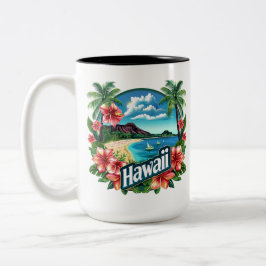 Hawaii Beach Mountains Tropische Blume Zweifarbige Tasse