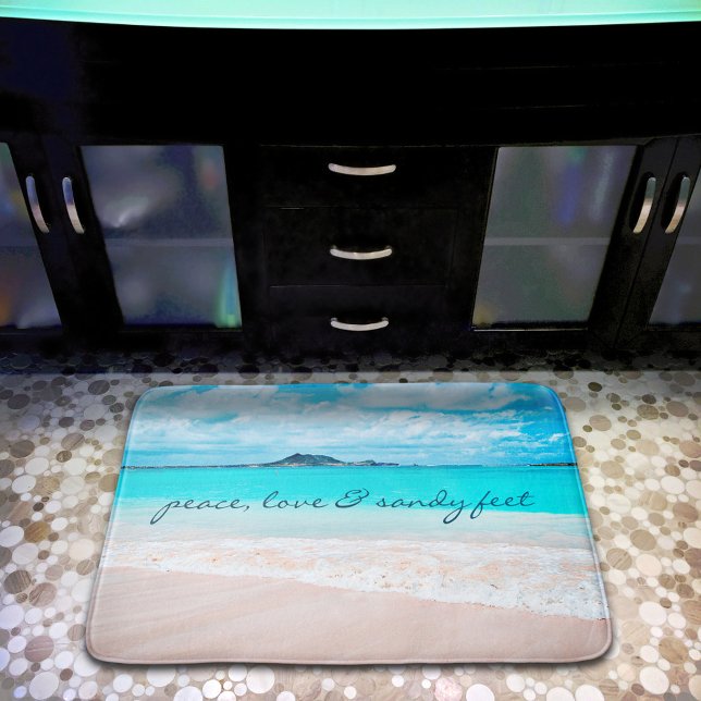 Hawaii Beach Peace Liebe Sandy Feet Script Quote Badematte (Von Creator hochgeladen)