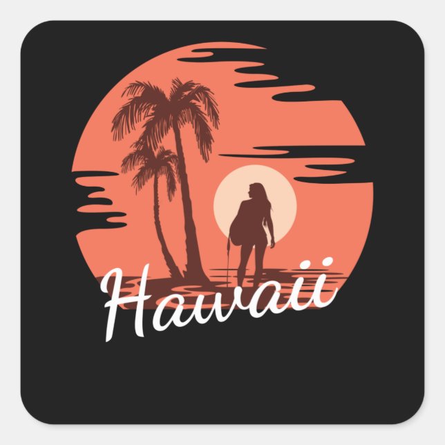Hawaii Beach Quadratischer Aufkleber (Vorderseite)
