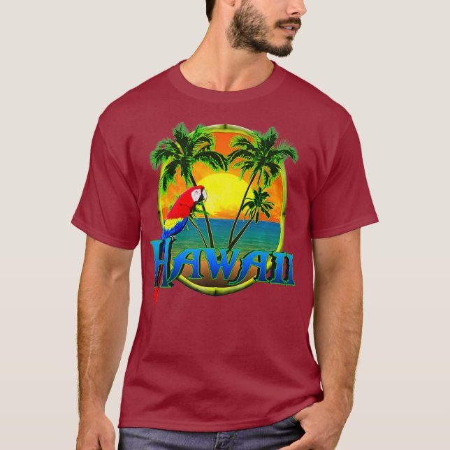 Hawaii Beach Sunset Parrot Premium T-Shirt (Vorderseite)