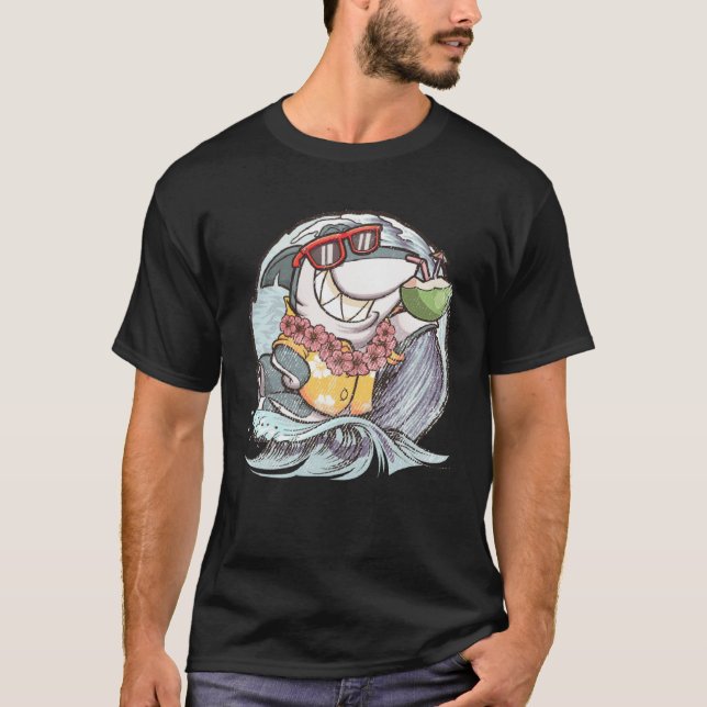 Hawaii Beach Vacation Shark Summer Surfer T-Shirt (Vorderseite)