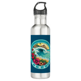 Hawaii Beach Waves Edelstahlflasche